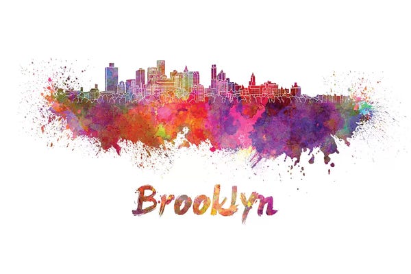 Brooklyn: Brooklyn Skyline In Watercolor by Paul Rommer
