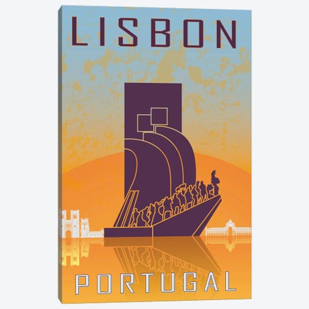 Lisbon Vintage Poster Canvas Print #PUR1160} by Paul Rommer Canvas Print