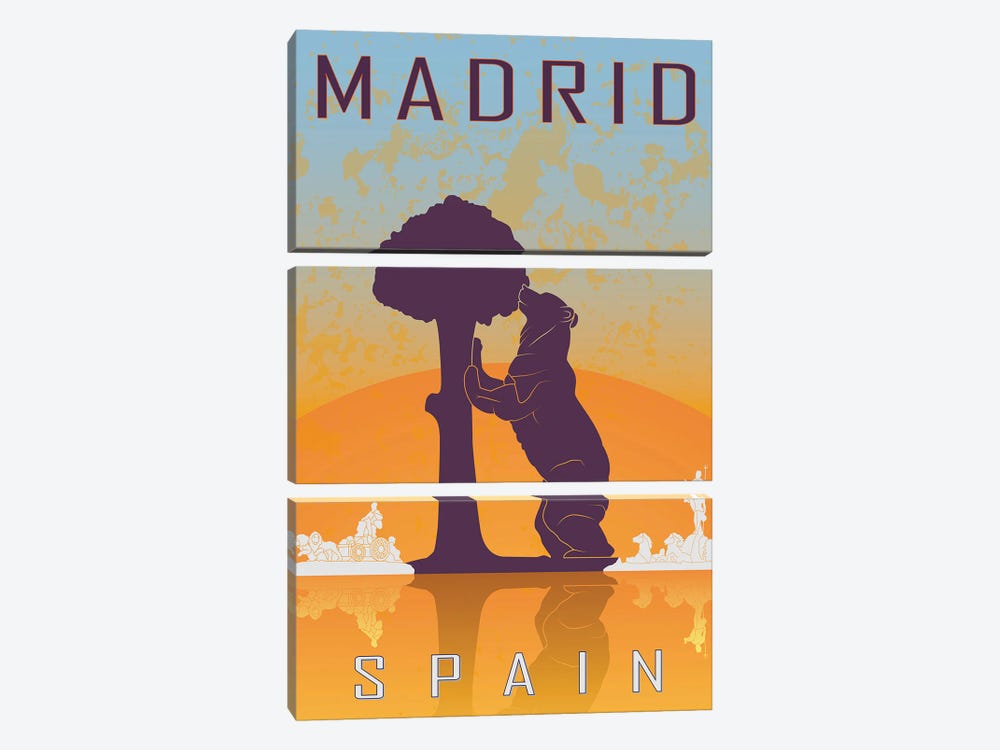 Madrid Vintage Poster by Paul Rommer 3-piece Canvas Art