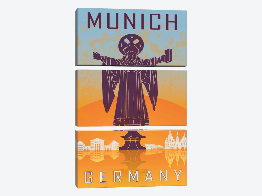 Munich Vintage Poster by Paul Rommer 3-piece Canvas Art Print