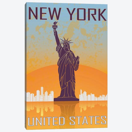 New York Vintage Poster Canvas Print #PUR1163} by Paul Rommer Canvas Art Print