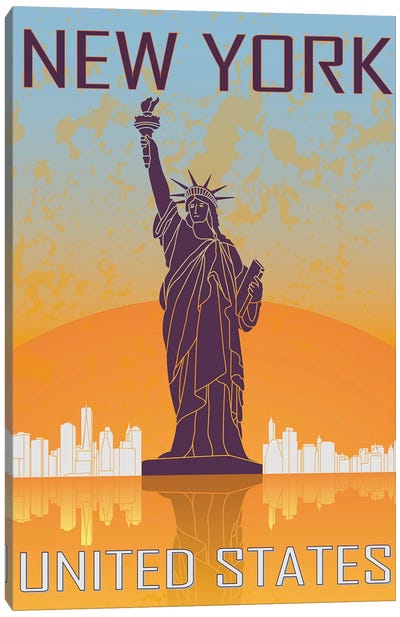 New York Vintage Poster Canvas Art Print - New York City Travel Posters