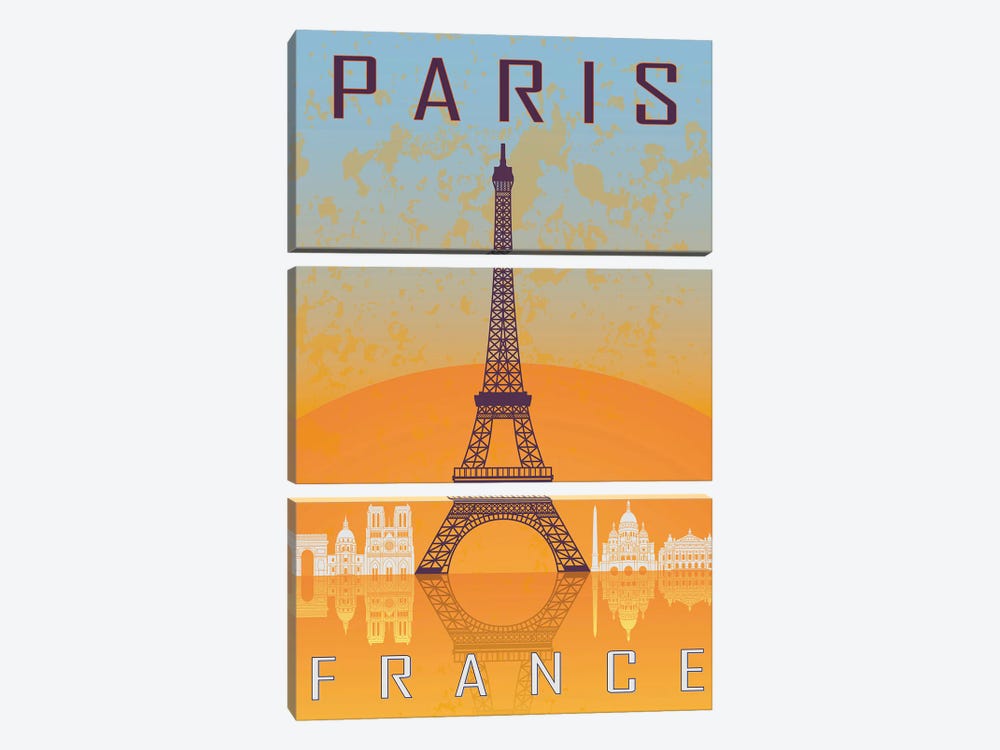 Paris Vintage Poster by Paul Rommer 3-piece Canvas Artwork