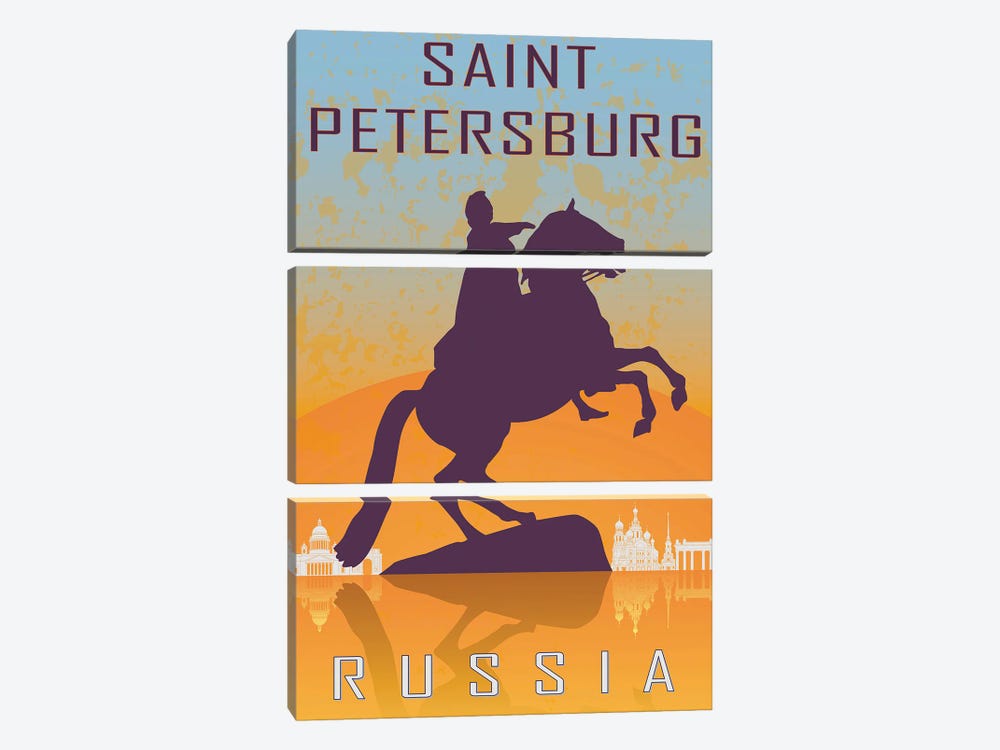 Saint Petersburg Vintage Poster by Paul Rommer 3-piece Canvas Wall Art