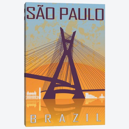 Sao Paulo Vintage Poster Canvas Print #PUR1170} by Paul Rommer Canvas Artwork