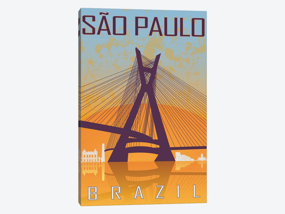 Sao Paulo Vintage Poster by Paul Rommer 1-piece Canvas Artwork