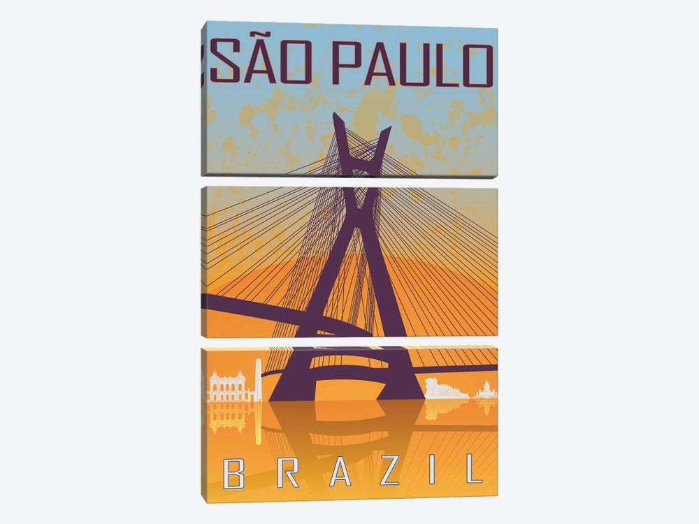 Sao Paulo Vintage Poster by Paul Rommer 3-piece Canvas Art