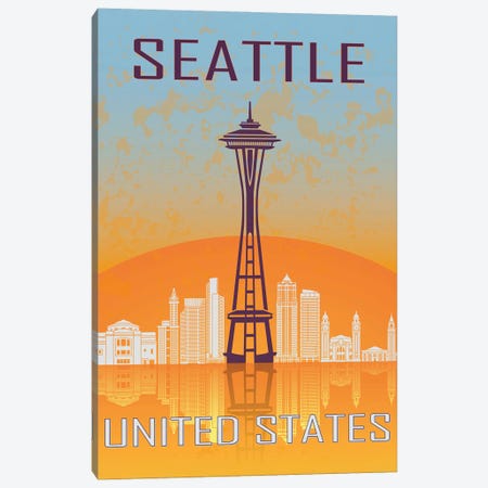 Seattle Vintage Poster Canvas Print #PUR1171} by Paul Rommer Canvas Artwork