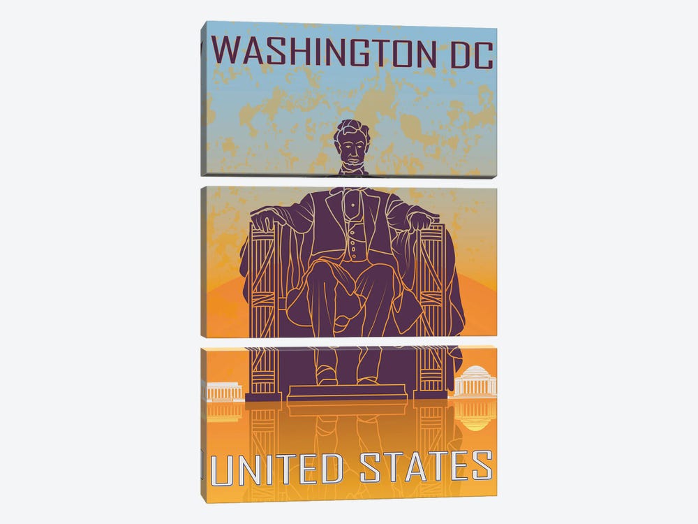 Washington Dc Vintage Poster by Paul Rommer 3-piece Canvas Print