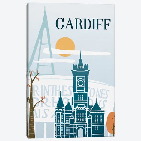 Cardiff Vintage Poster Travel Canvas Print #PUR1176} by Paul Rommer Canvas Print