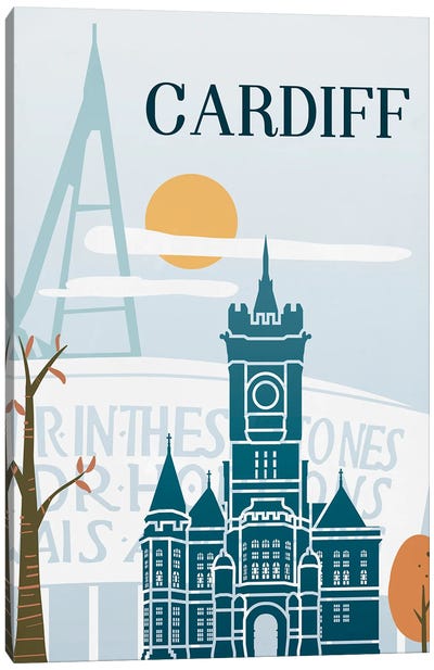 Cardiff Vintage Poster Travel Canvas Art Print