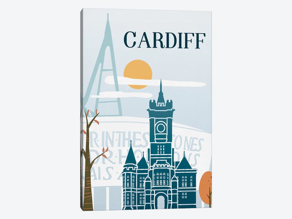 Cardiff Vintage Poster Travel by Paul Rommer 1-piece Canvas Wall Art