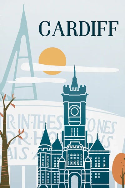 Wales: Cardiff Vintage Poster Travel by Paul Rommer