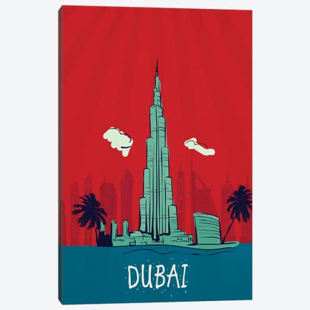 Dubai Vintage Poster Travel Canvas Print #PUR1177} by Paul Rommer Canvas Art Print
