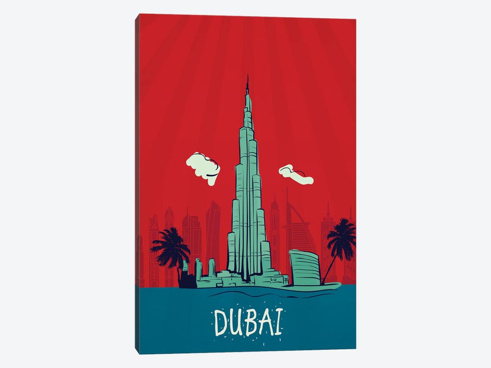 Dubai Vintage Poster Travel by Paul Rommer 1-piece Canvas Print