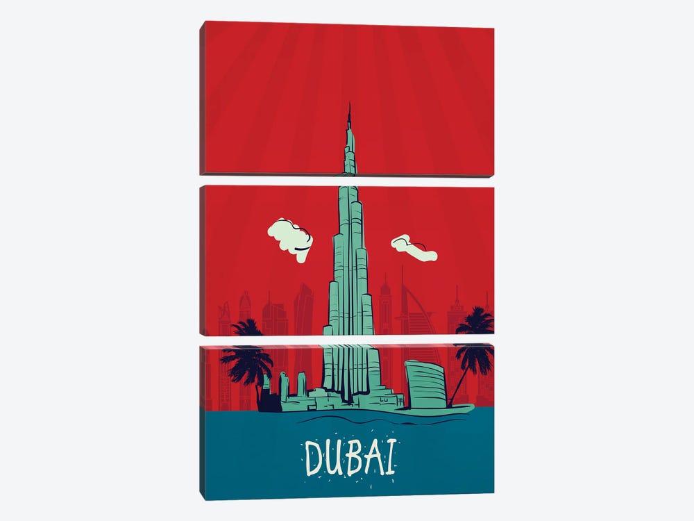 Dubai Vintage Poster Travel by Paul Rommer 3-piece Canvas Art Print
