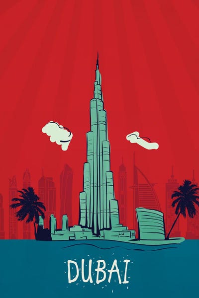 Burj Khalifa: Dubai Vintage Poster Travel by Paul Rommer
