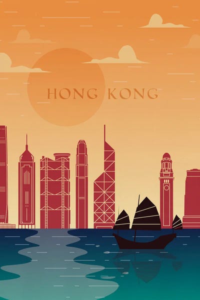 China: Hong Kong Vintage Poster Travel by Paul Rommer