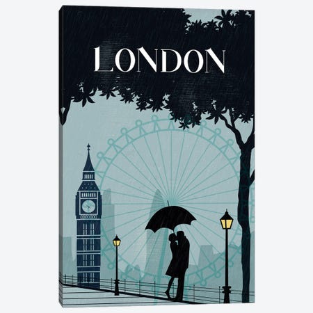 London Vintage Poster Travel Canvas Print #PUR1179} by Paul Rommer Canvas Art