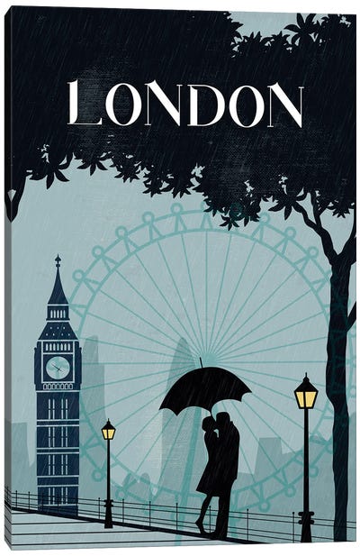 London Vintage Poster Travel Canvas Art Print - London Travel Posters