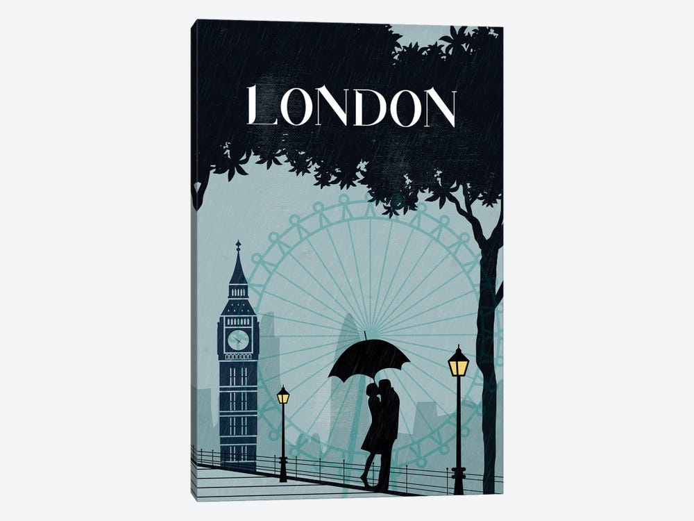 London Vintage Poster Travel by Paul Rommer 1-piece Canvas Print