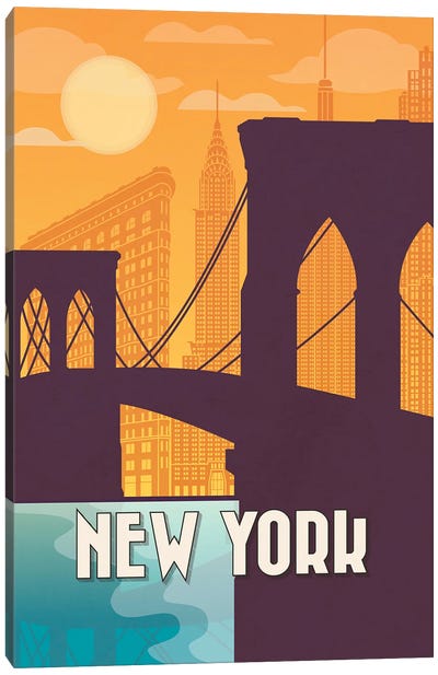 New York Vintage Poster Travel Canvas Art Print - New York City Travel Posters