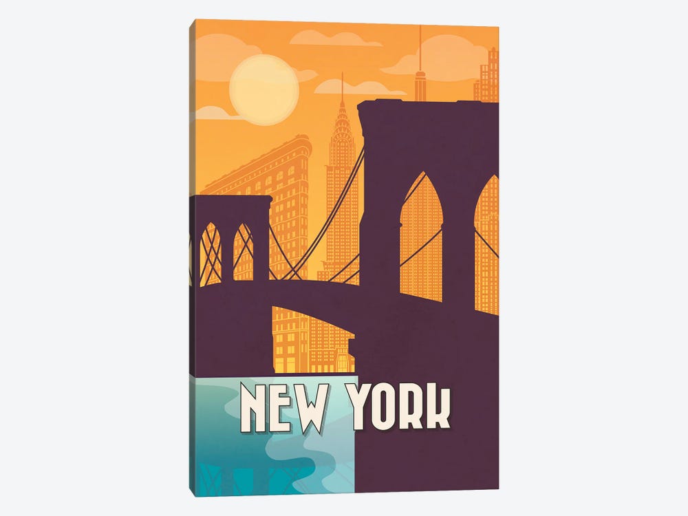 New York Vintage Poster Travel by Paul Rommer 1-piece Canvas Print