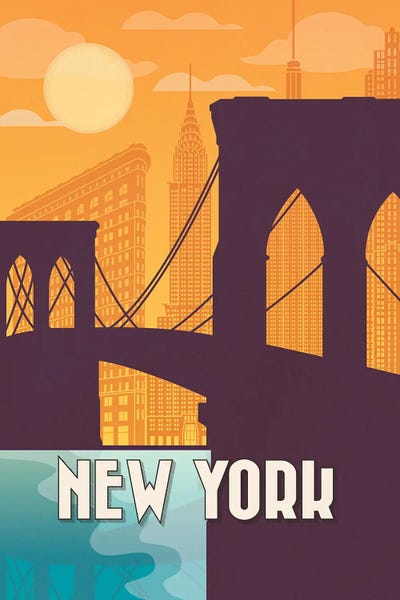 New York City Travel Posters: New York Vintage Poster Travel by Paul Rommer