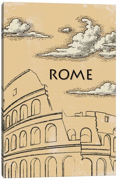 Rome Vintage Poster Travel Canvas Art Print - Ancient Ruins Art