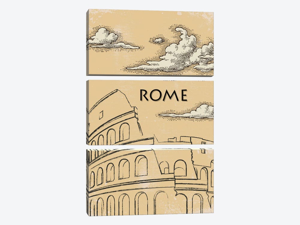 Rome Vintage Poster Travel by Paul Rommer 3-piece Canvas Art Print