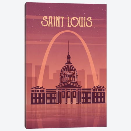Saint Louis Vintage Poster Travel Canvas Print #PUR1183} by Paul Rommer Canvas Art Print