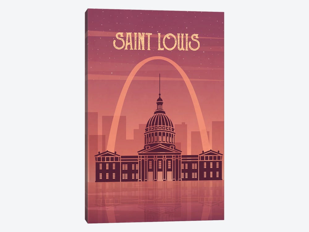 Saint Louis Vintage Poster Travel by Paul Rommer 1-piece Canvas Artwork