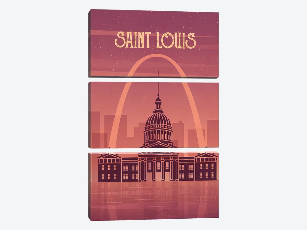 Saint Louis Vintage Poster Travel by Paul Rommer 3-piece Canvas Artwork