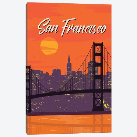 San Francisco Vintage Poster Travel Canvas Print #PUR1184} by Paul Rommer Canvas Wall Art