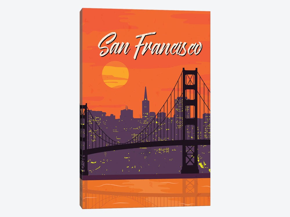 San Francisco Vintage Poster Travel by Paul Rommer 1-piece Canvas Art Print