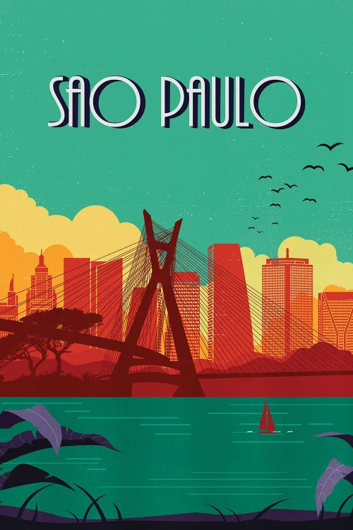Sao Paulo Vintage Poster Travel by Paul Rommer wall art