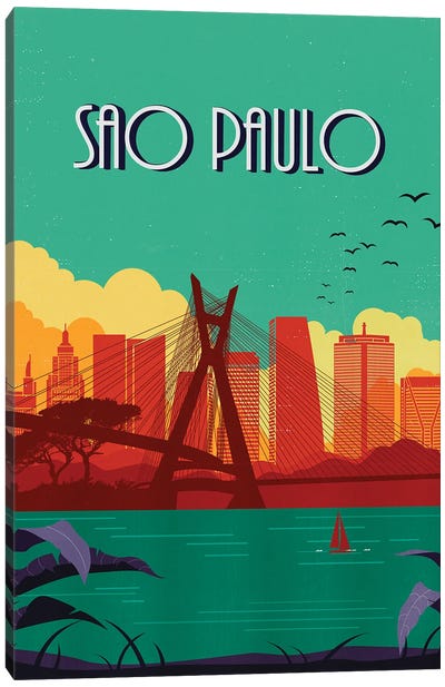 Sao Paulo Vintage Poster Travel Canvas Art Print - South America Art