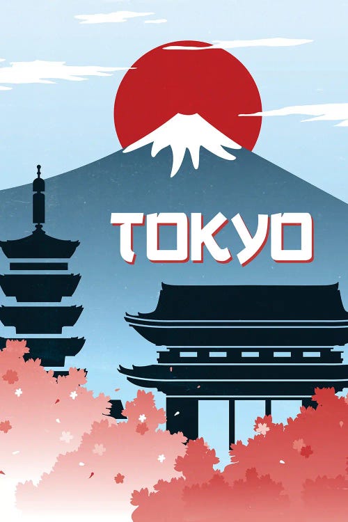 Tokyo, Japan, Vintage Travel Poster, c1930s - Canvas Wall