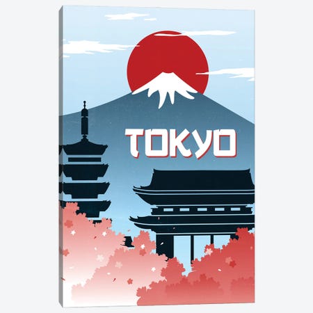 Tokyo Vintage Poster Travel Canvas Print #PUR1186} by Paul Rommer Canvas Wall Art