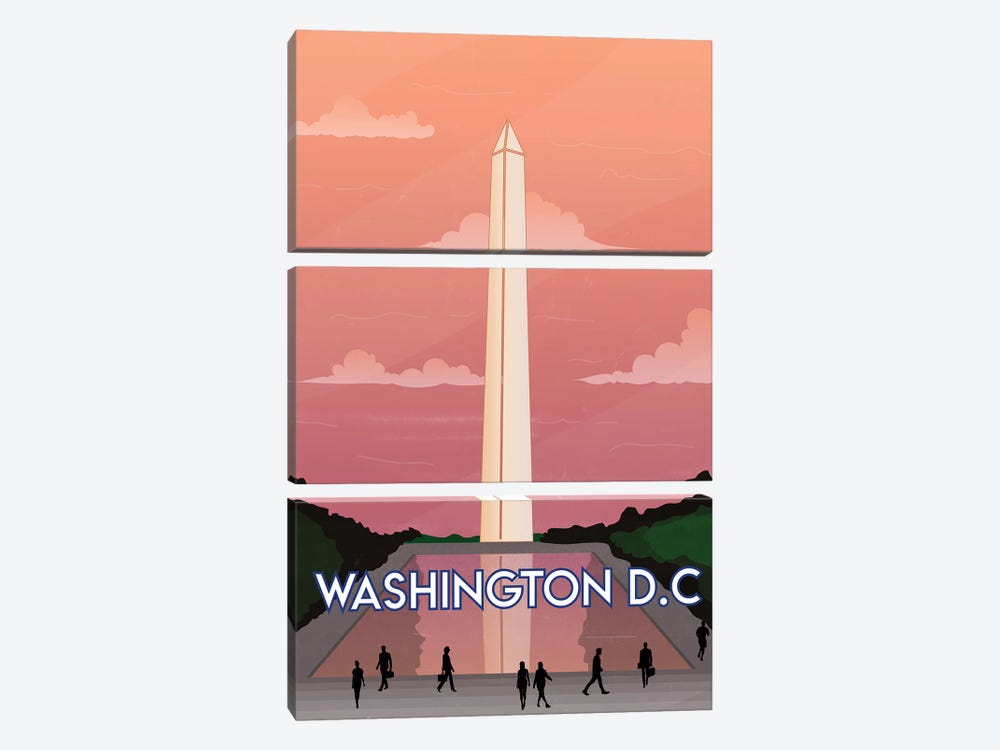Washington Dc Vintage Poster Travel by Paul Rommer 3-piece Canvas Wall Art