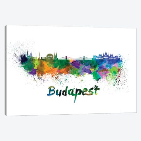 Budapest Skyline In Watercolor Canvas Print #PUR118} by Paul Rommer Canvas Artwork