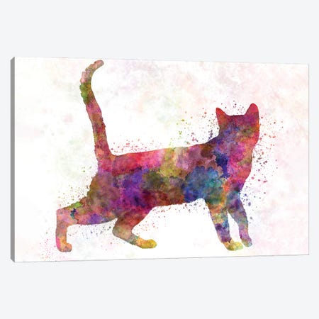 Bengali Cat In Watercolor Canvas Print #PUR1190} by Paul Rommer Canvas Artwork