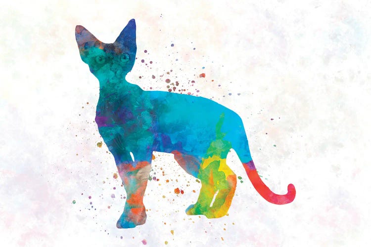 Devon Rex Cat In Watercolor