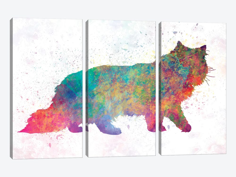 Forest Cat In Watercolor by Paul Rommer 3-piece Canvas Print