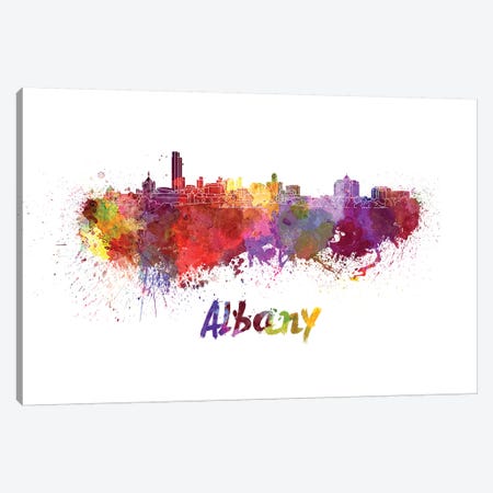 Albany Skyline In Watercolor Canvas Print #PUR11} by Paul Rommer Canvas Art Print