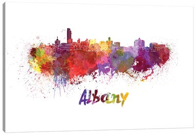 Albany Skyline In Watercolor Canvas Art Print