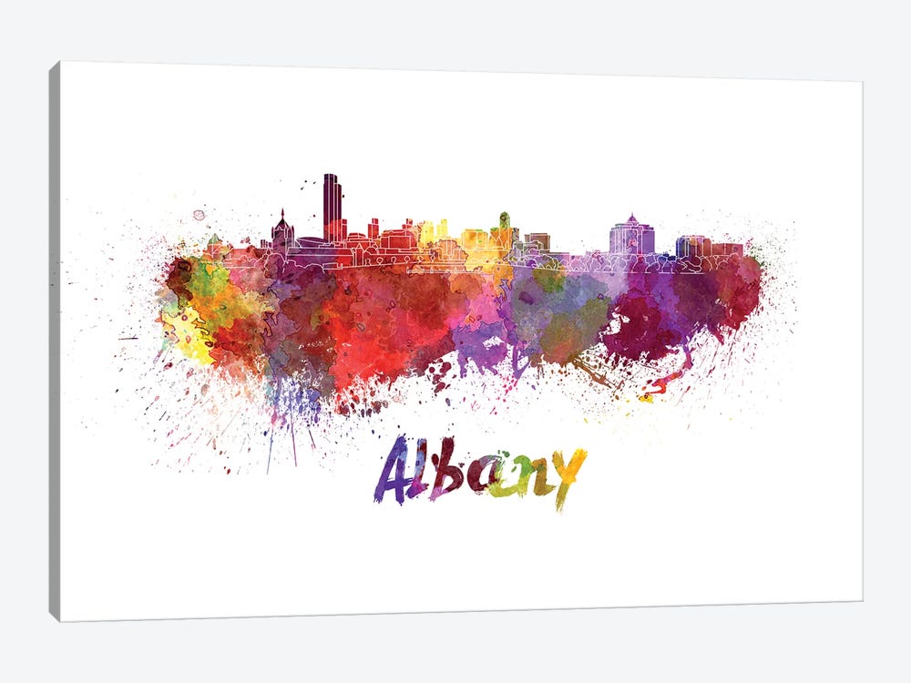 Albany Skyline In Watercolor by Paul Rommer 1-piece Canvas Wall Art