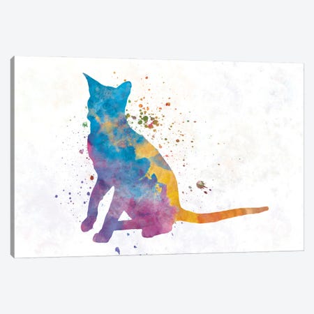 Oriental Cat In Watercolor Canvas Print #PUR1206} by Paul Rommer Canvas Print
