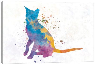Oriental Cat In Watercolor Canvas Art Print