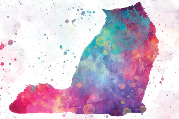 Persians: Persa Cat In Watercolor by Paul Rommer